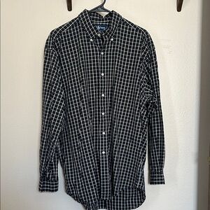 Ralph Lauren Blake Black Plaid Collared Dress Shirt Size Large